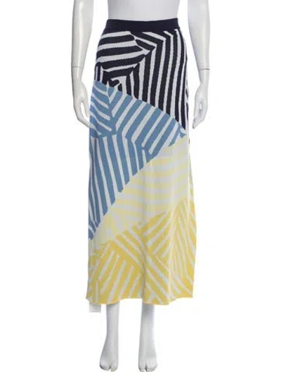 Pre-owned Staud Striped Long Skirt In Blue