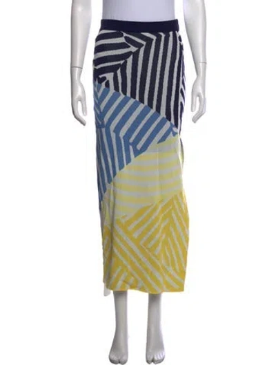 Pre-owned Staud Striped Long Skirt In Blue