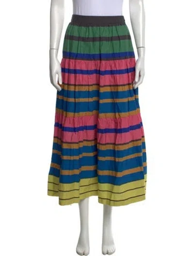 Pre-owned Staud Striped Long Skirt In Blue