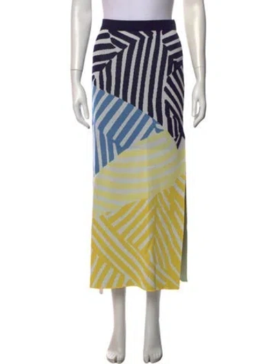 Pre-owned Staud Striped Long Skirt In Blue