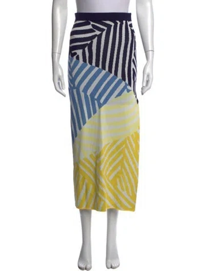 Pre-owned Staud Striped Long Skirt In Blue/yellow
