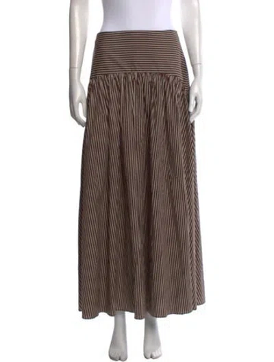Pre-owned Staud Striped Long Skirt In Brown