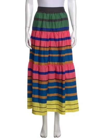 Pre-owned Staud Striped Long Skirt In Pink
