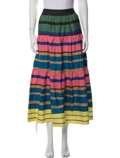Pre-owned Staud Striped Long Skirt In Pink