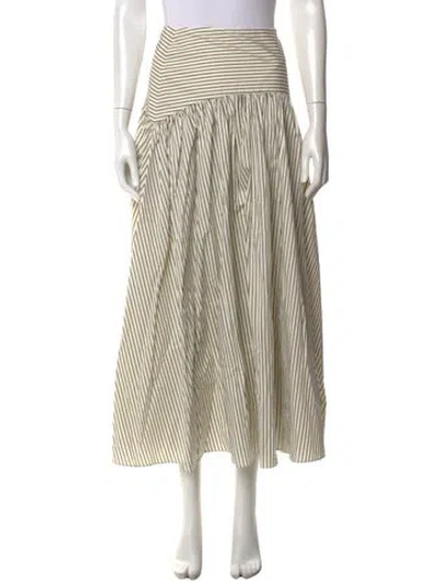 Pre-owned Staud Striped Long Skirt In White