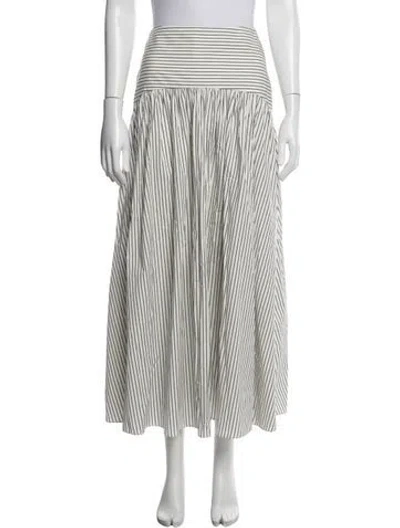Pre-owned Staud Striped Long Skirt In White