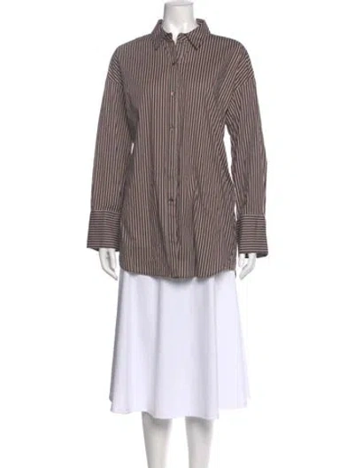 Pre-owned Staud Striped Long Sleeve Button-up Top In Multi