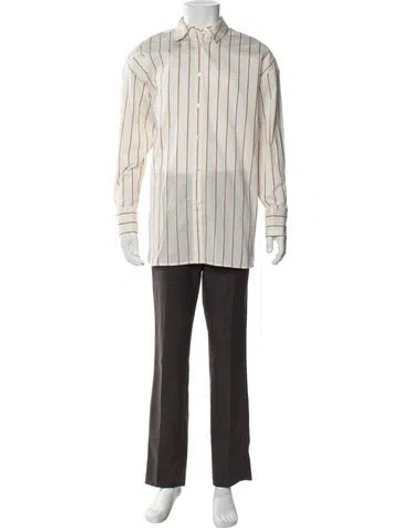 Pre-owned Staud Striped Long Sleeve Shirt In Neutral