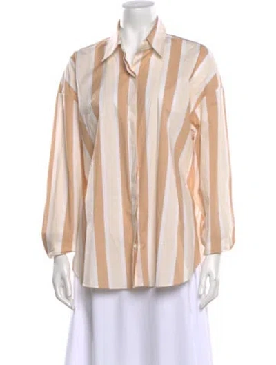 Pre-owned Staud Striped Long Sleeve Top In Neutral