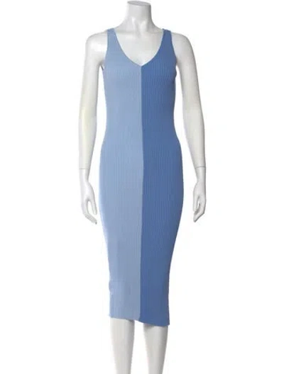 Pre-owned Staud Striped Midi Length Dress In Blue
