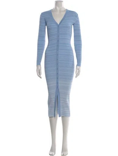 Pre-owned Staud Striped Midi Length Dress In Blue
