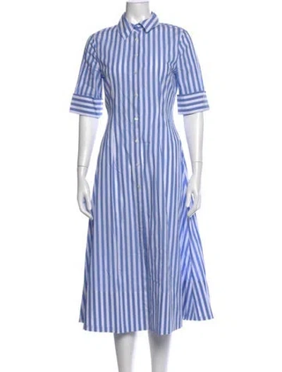 Pre-owned Staud Striped Midi Length Dress In Blue