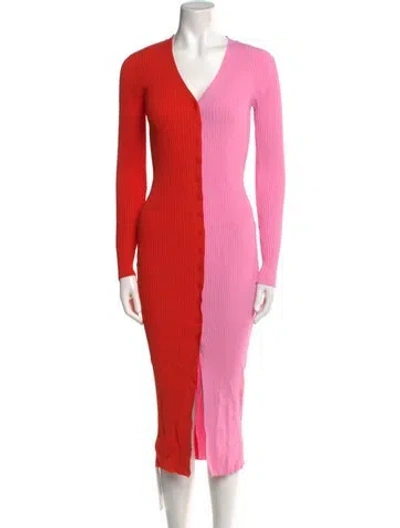 Pre-owned Staud Striped Midi Length Dress In Multi