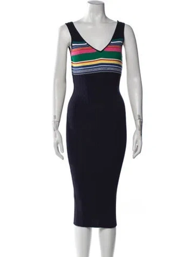 Pre-owned Staud Striped Midi Length Dress In Multi