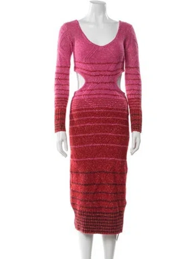 Pre-owned Staud Striped Midi Length Dress In Multi