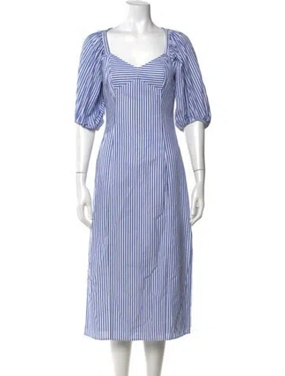 Pre-owned Staud Striped Midi Length Dress In Multi