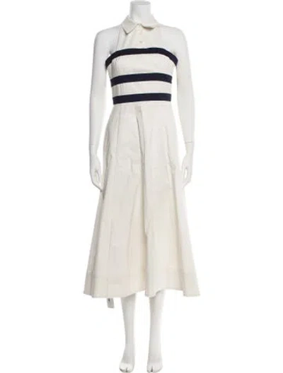Pre-owned Staud Striped Midi Length Dress In Neutral