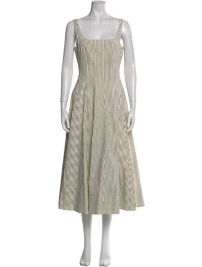 Pre-owned Staud Striped Midi Length Dress In Neutral