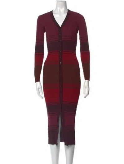 Pre-owned Staud Striped Midi Length Dress In Purple