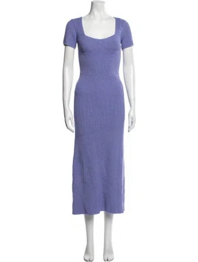 Pre-owned Staud Striped Midi Length Dress In Purple