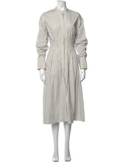 Pre-owned Staud Striped Midi Length Dress W/ Tags In Green