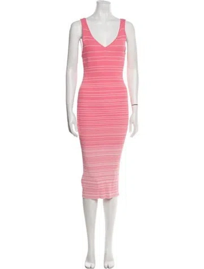 Pre-owned Staud Striped Midi Length Dress W/ Tags In Pink