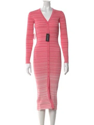 Pre-owned Staud Striped Midi Length Dress W/ Tags In Pink