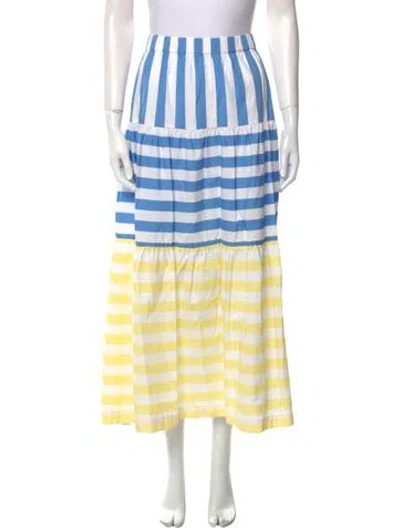Pre-owned Staud Striped Midi Length Skirt In Blue