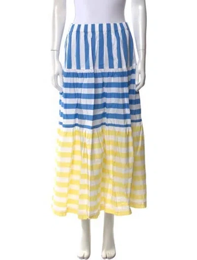 Pre-owned Staud Striped Midi Length Skirt In Blue