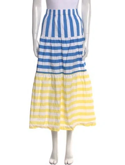 Pre-owned Staud Striped Midi Length Skirt In Blue