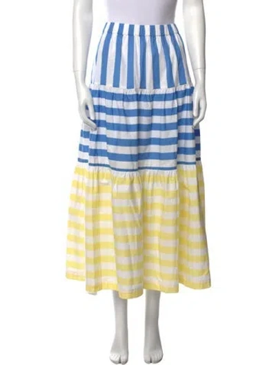 Pre-owned Staud Striped Midi Length Skirt In Blue