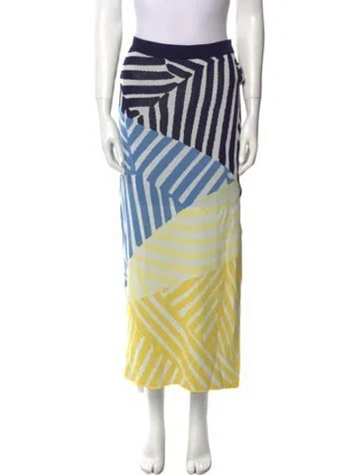 Pre-owned Staud Striped Midi Length Skirt In Blue