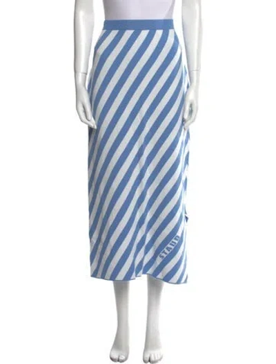 Pre-owned Staud Striped Midi Length Skirt In Blue