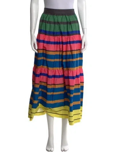 Pre-owned Staud Striped Midi Length Skirt In Blue