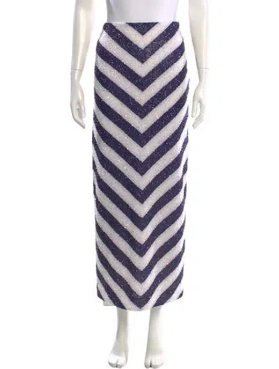 Pre-owned Staud Striped Midi Length Skirt In Blue