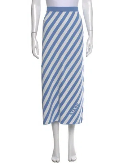 Pre-owned Staud Striped Midi Length Skirt In Blue