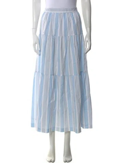 Pre-owned Staud Striped Midi Length Skirt In Blue