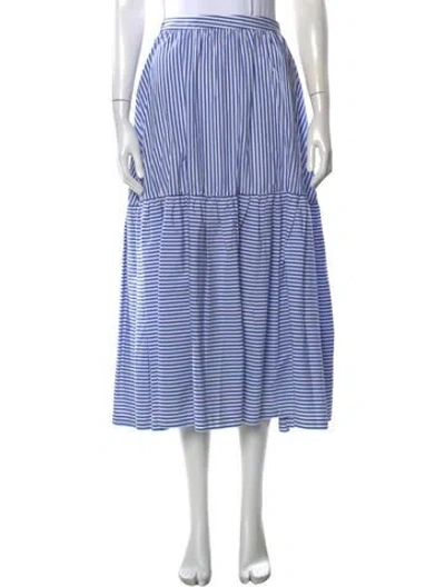 Pre-owned Staud Striped Midi Length Skirt In Blue