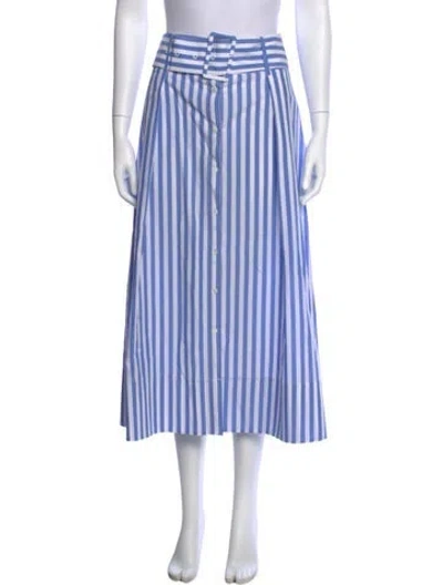 Pre-owned Staud Striped Midi Length Skirt In Blue