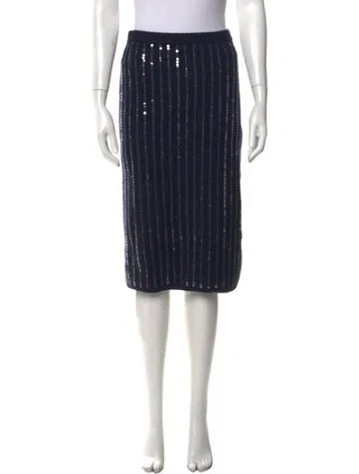 Pre-owned Staud Striped Midi Length Skirt In Blue