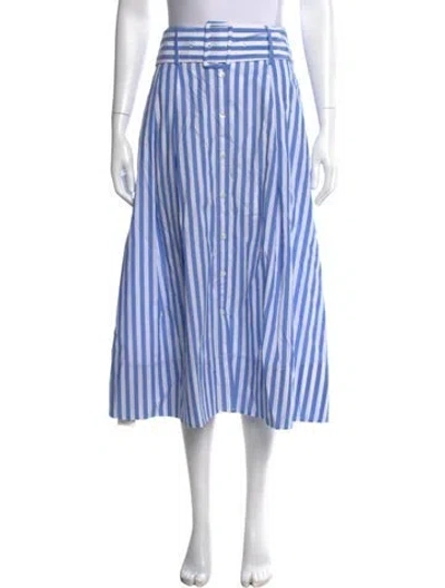 Pre-owned Staud Striped Midi Length Skirt In Blue