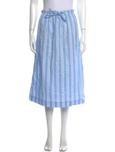 Pre-owned Staud Striped Midi Length Skirt In Blue