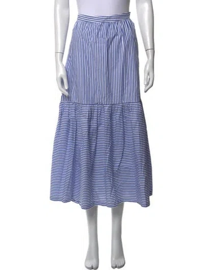 Pre-owned Staud Striped Midi Length Skirt In Blue