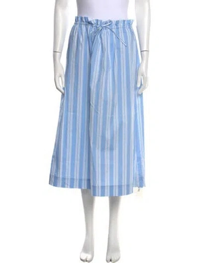Pre-owned Staud Striped Midi Length Skirt In Blue