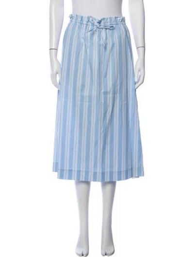 Pre-owned Staud Striped Midi Length Skirt In Blue