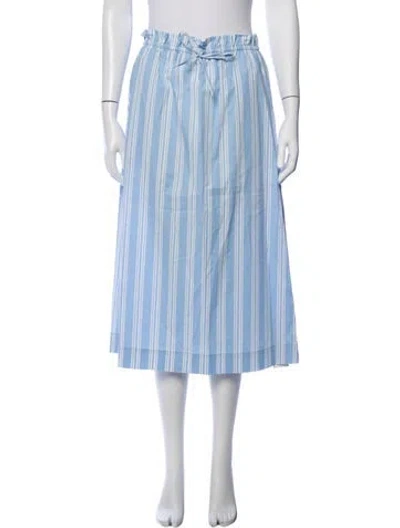 Pre-owned Staud Striped Midi Length Skirt In Blue