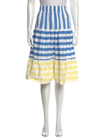 Pre-owned Staud Striped Midi Length Skirt In Blue