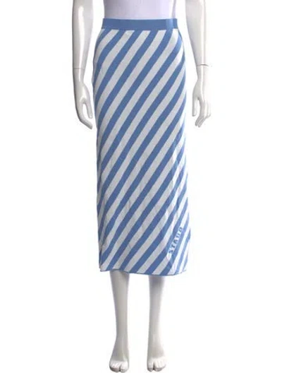 Pre-owned Staud Striped Midi Length Skirt In Blue