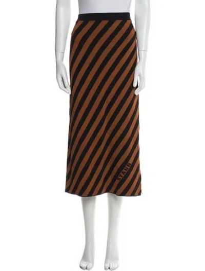 Pre-owned Staud Striped Midi Length Skirt In Brown