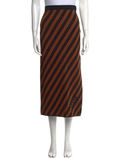 Pre-owned Staud Striped Midi Length Skirt In Brown